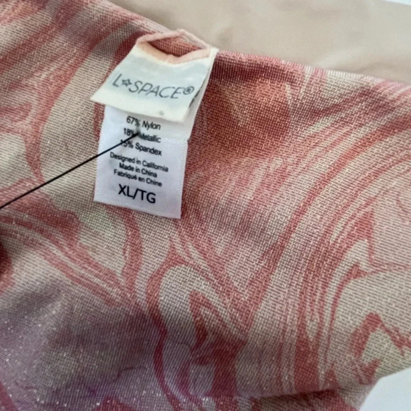 L*Space Pink Marbled String Bikini Bottom Swimsuit Women Size XL - Picture 5 of 6